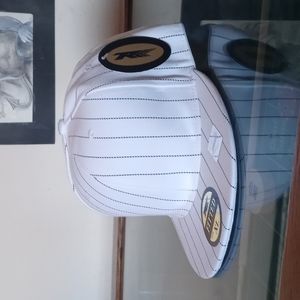NWT WHITE WITH BLACK PINSTIPE FITTED BALLCAP